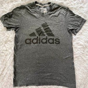 Medium Mens Gray & Black Logo Adidas Tshirt